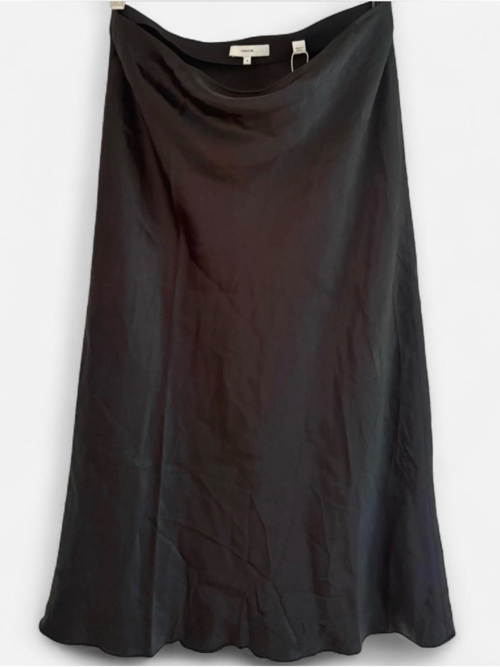 Vince Black Silk Midi Skirt